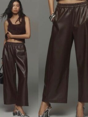 Pilcro Dark Brown Faux Leather Izzie Pants